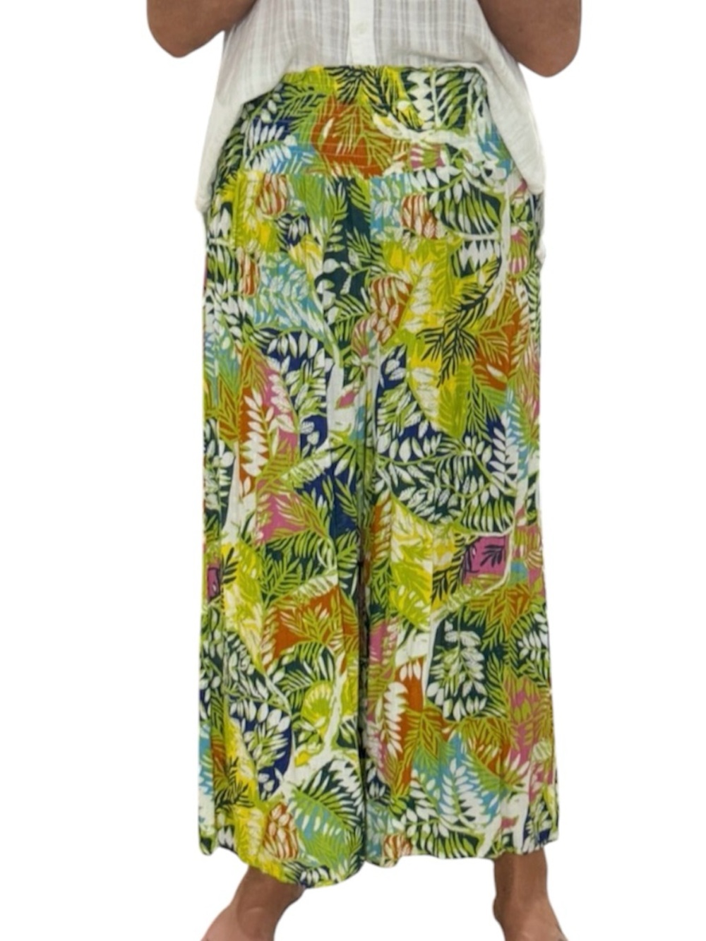 Nicole Miller Tropical Rayon Palazzo Beach Pants